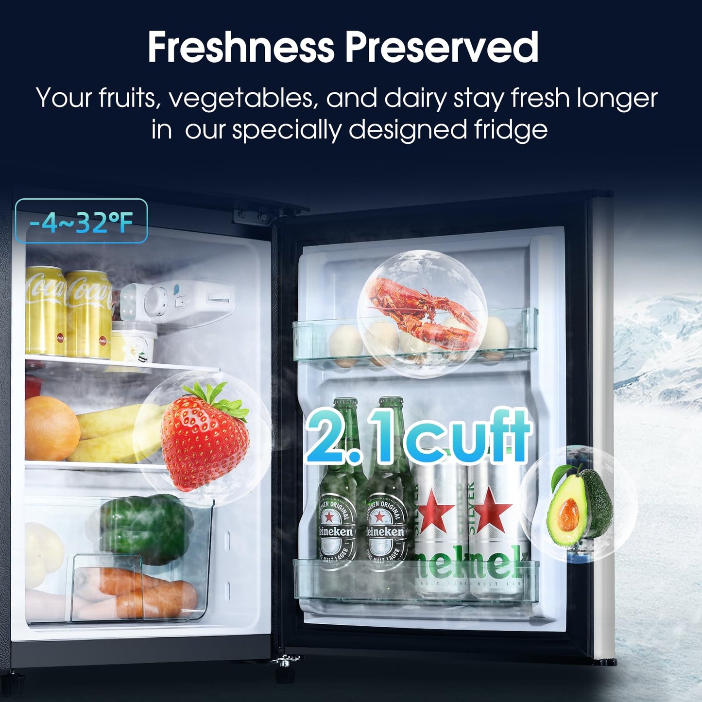 3.2 Cu.Ft Mini Fridge with Freezer - Living Elephant