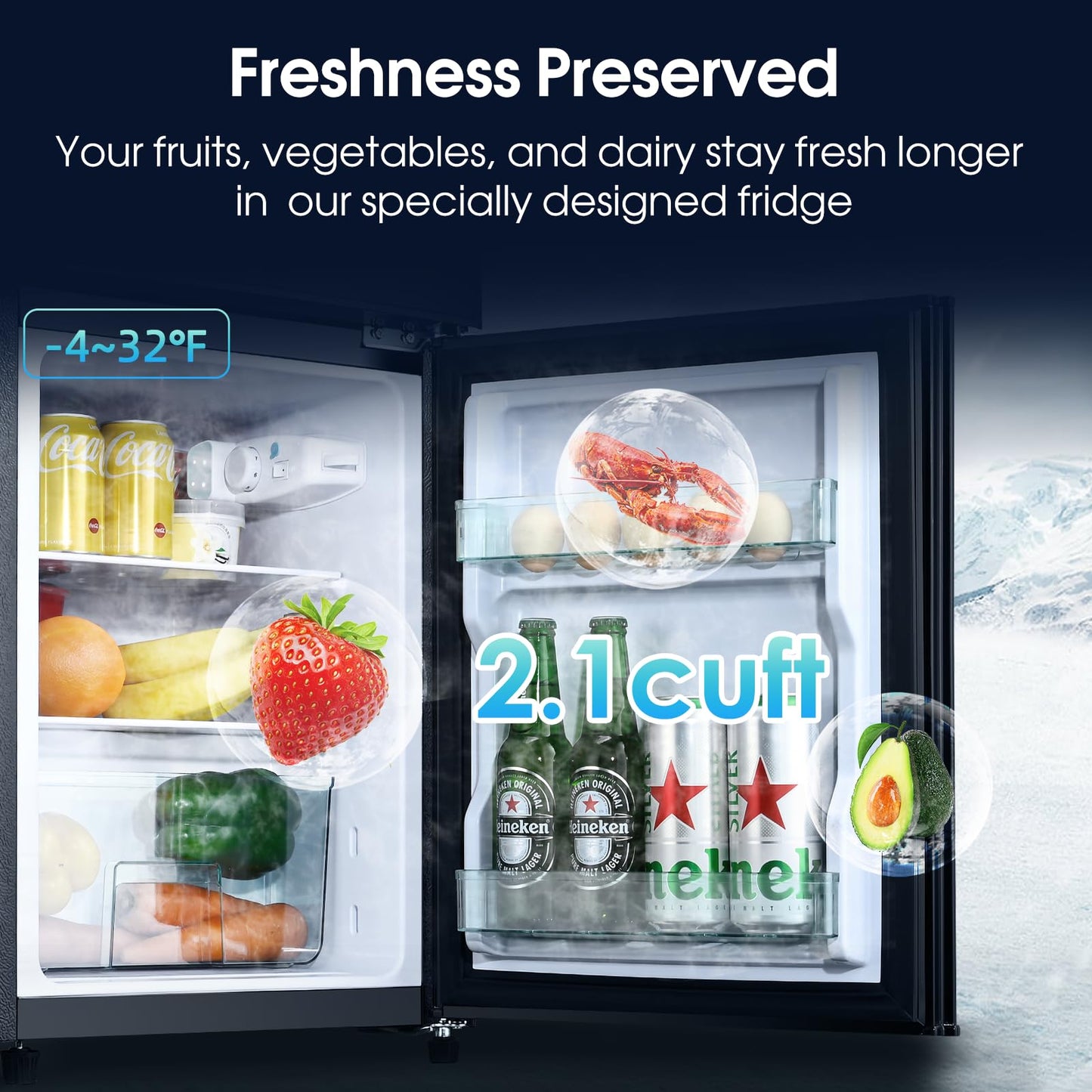 3.2 Cu.Ft Mini Fridge with Freezer - Living Elephant