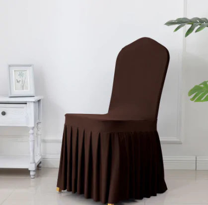 Wedding Spandex Chair Cover With  Pleated Ruffled  Skirt - Living Elephant