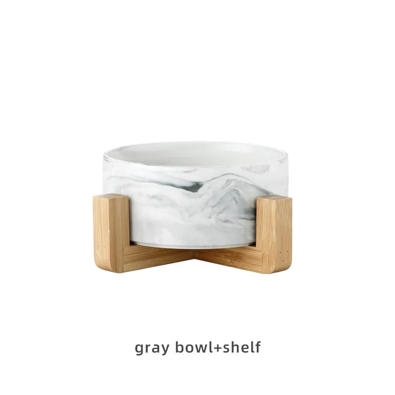 Marbling Ceramic Double Bowl For Pet - Living Elephant