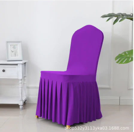 Wedding Spandex Chair Cover With  Pleated Ruffled  Skirt - Living Elephant