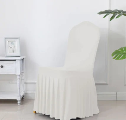 Wedding Spandex Chair Cover With  Pleated Ruffled  Skirt - Living Elephant