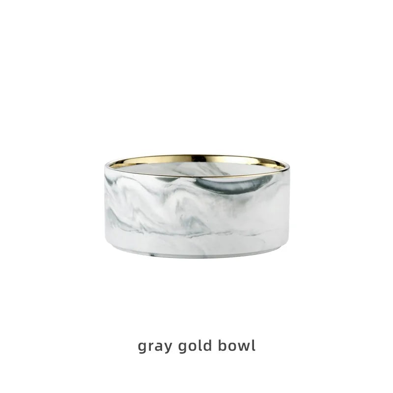 Marbling Ceramic Double Bowl For Pet - Living Elephant