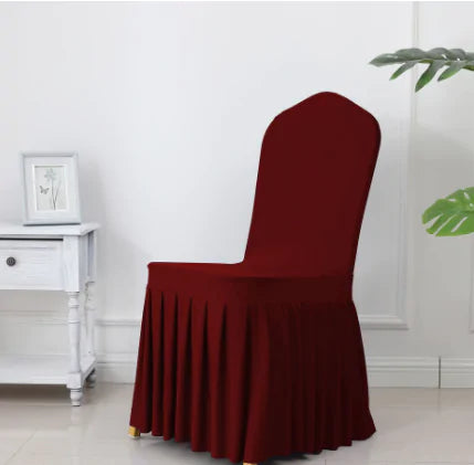 Wedding Spandex Chair Cover With  Pleated Ruffled  Skirt - Living Elephant