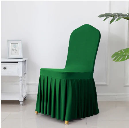 Wedding Spandex Chair Cover With  Pleated Ruffled  Skirt - Living Elephant