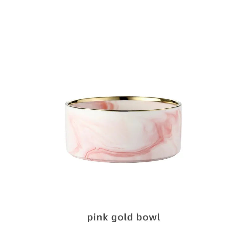 Marbling Ceramic Double Bowl For Pet - Living Elephant