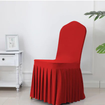 Wedding Spandex Chair Cover With  Pleated Ruffled  Skirt - Living Elephant