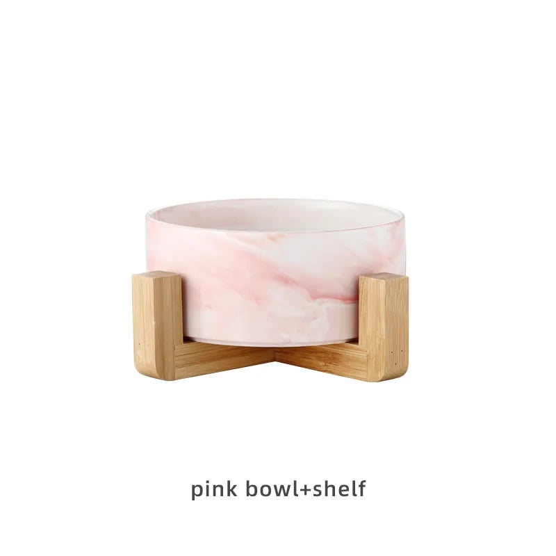 Marbling Ceramic Double Bowl For Pet - Living Elephant