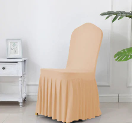 Wedding Spandex Chair Cover With  Pleated Ruffled  Skirt - Living Elephant