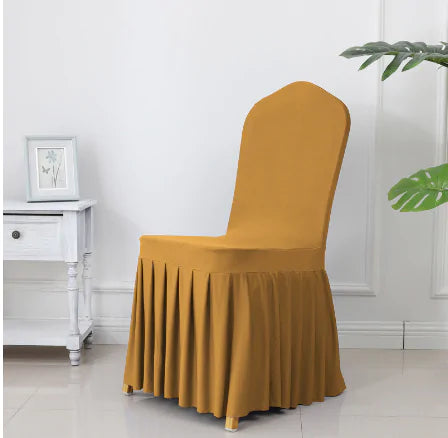 Wedding Spandex Chair Cover With  Pleated Ruffled  Skirt - Living Elephant