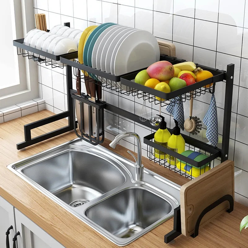 Stainless Steel Over-The-Sink Kitchen Dish Rack - Living Elephant